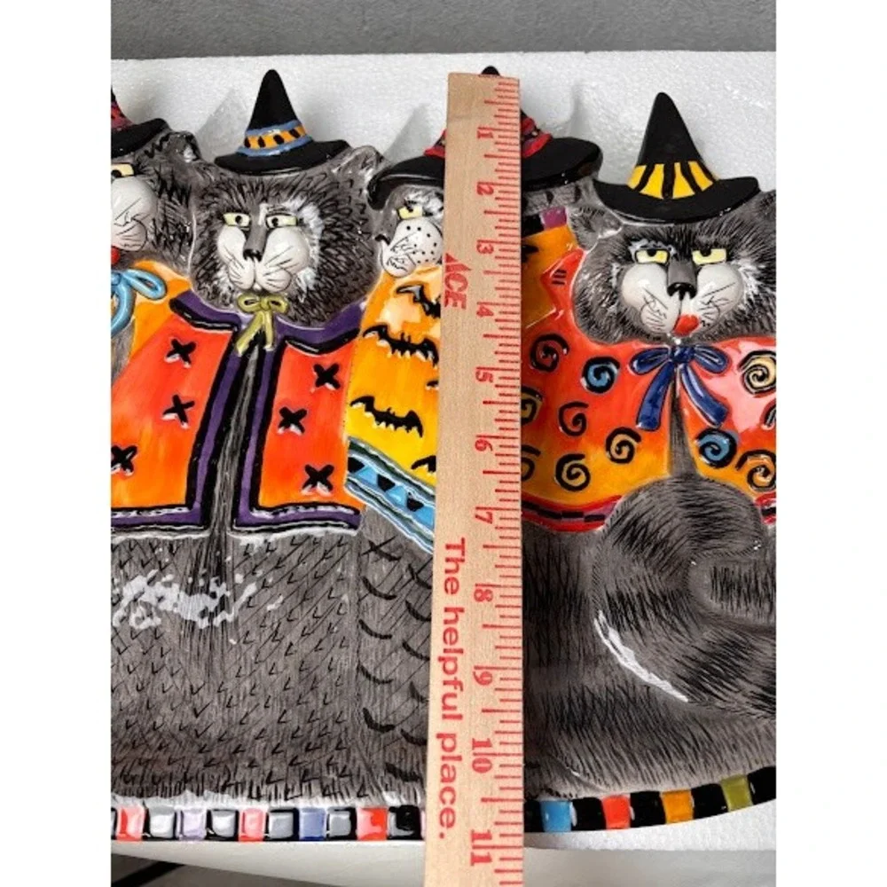 Fitz and Floyd Essentials Kitty Witches Platter Halloween Cat Serving Tray 16